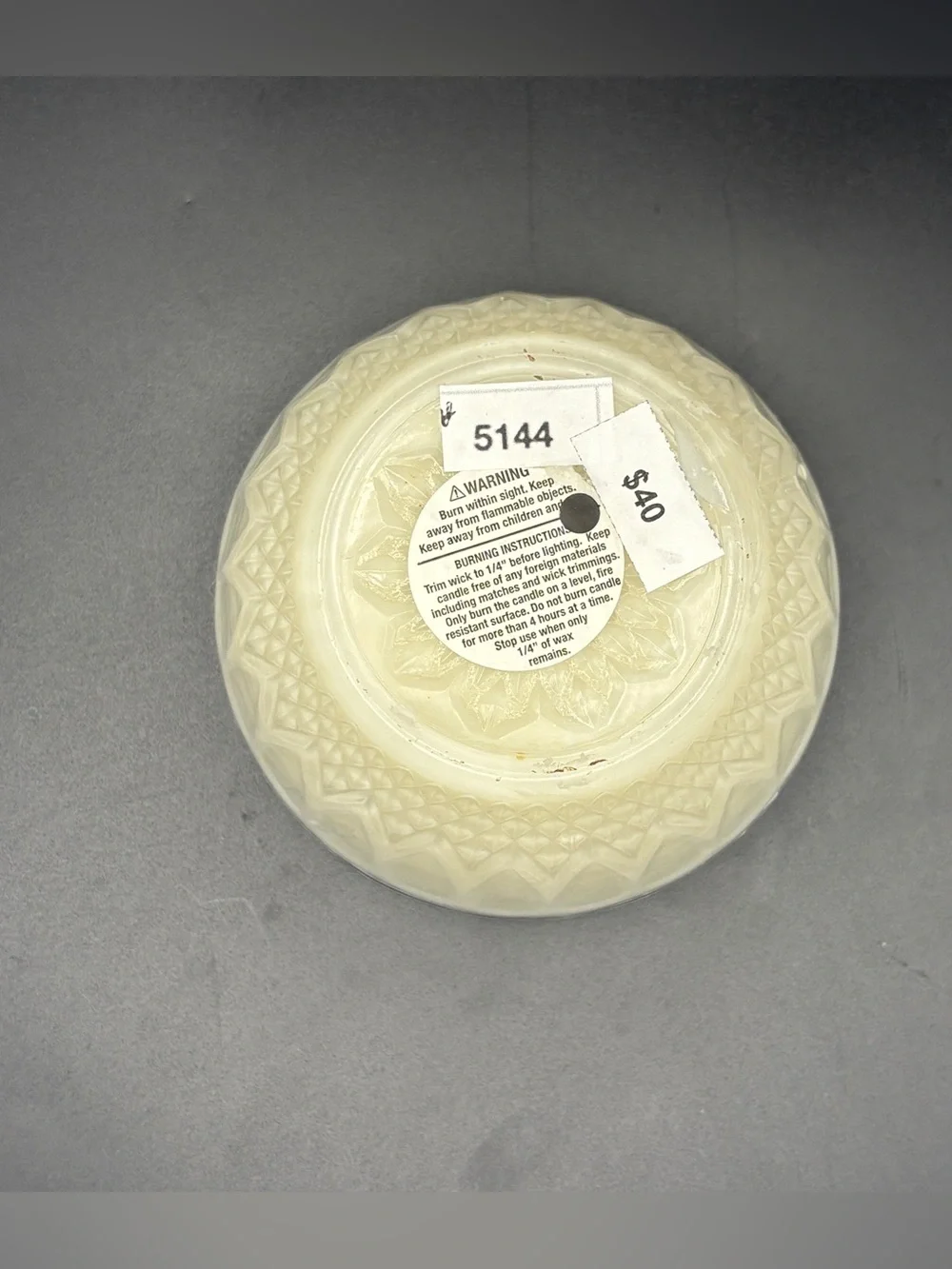 Floral Soy Candle in Pressed Glass Dish with Lid - Cream